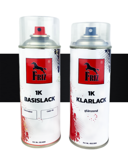 FRIZ Spraydosen Set 400ml Audi LZ9Y Phantomschwarz Perleffect + 400ml Klarlack